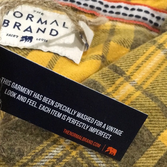 PLAID FALL/WINTER THE NORMAL BRAND CLASSIC GINGHAM BUTTON UP GOLD FLANNEL/ OVERS - Picture 9 of 15